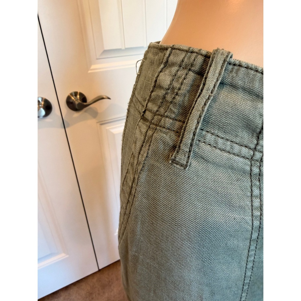 American Eagle Women Olive Green Linen Blend Utility Cargo Pants Sz 8 Reg Safari - Picture 3 of 15